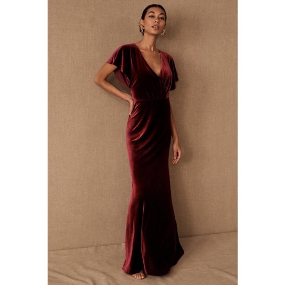 Jenny Yoo Ellis Velvet Open Back Dress (BHLDN) size 12 NWT